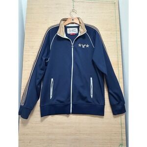 American Eagle Outfitters Mens Sportswear Track Jacket Navy Gold Varsity Styling